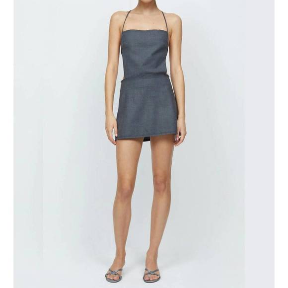 NEW BEC BRIDGE heidi apron mini dress in charcoal